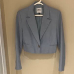 Zara Light Blue Cropped Blazer